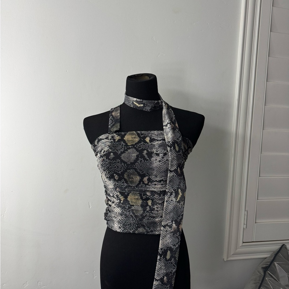 Snakeskin Print Halter Top